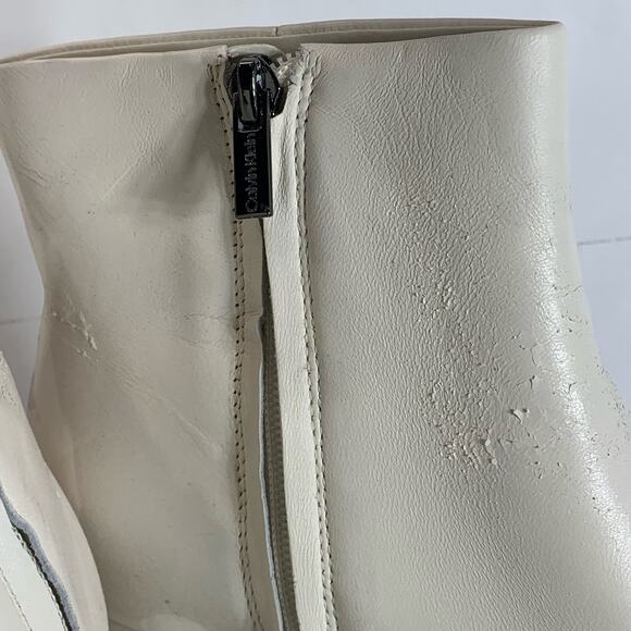 CALVIN KLEIN Women's Ivory Leather Uda Platform Block-Heel Dress Booties SZ 7 - Picture 7 of 13
